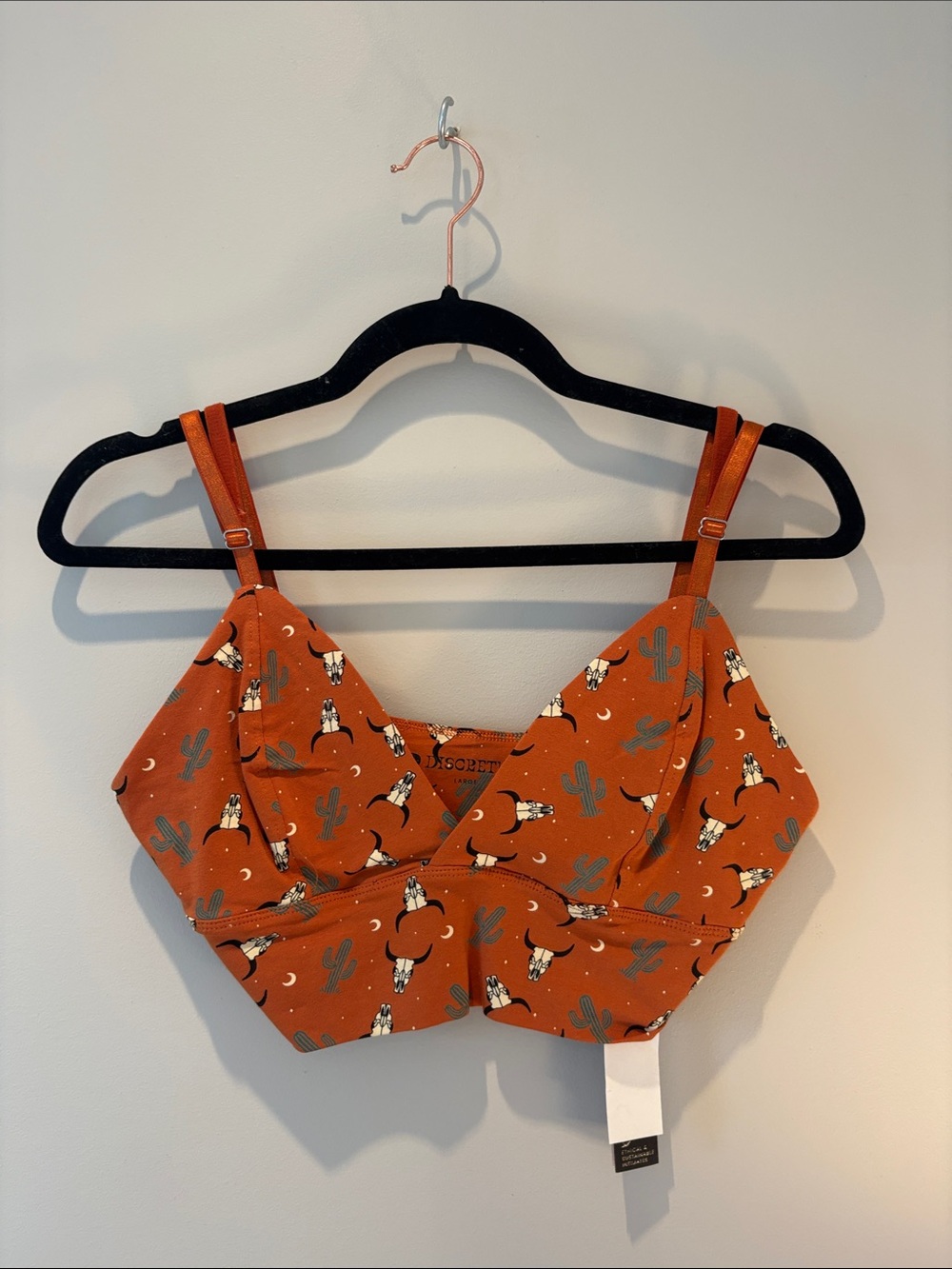 Discreet Rust Orange Cactus & Fox Print Crop Top
